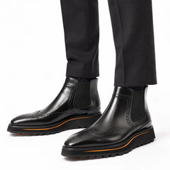 Black Wingtip Chelsea Boot DIVINCH