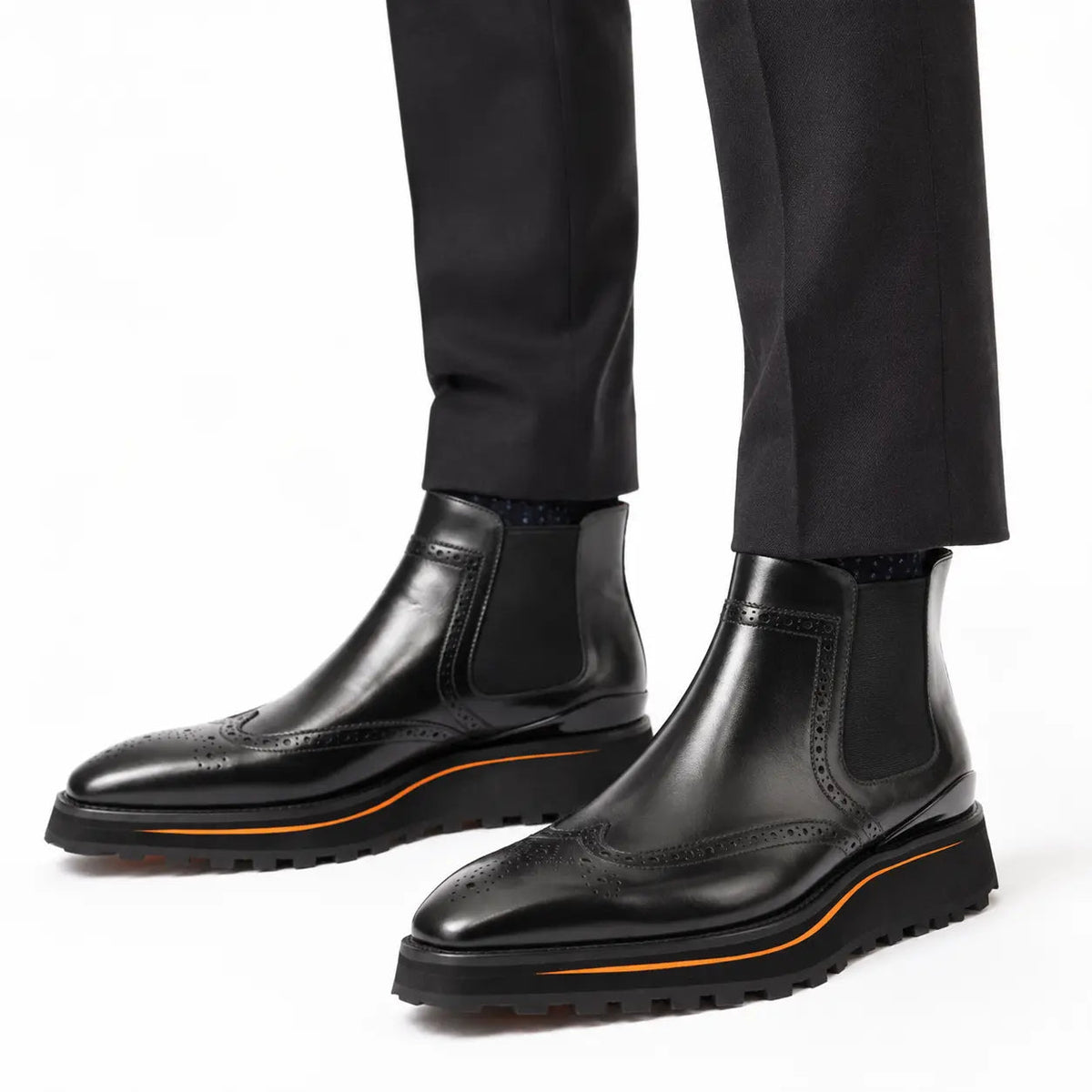 Black Wingtip Chelsea Boot DIVINCH