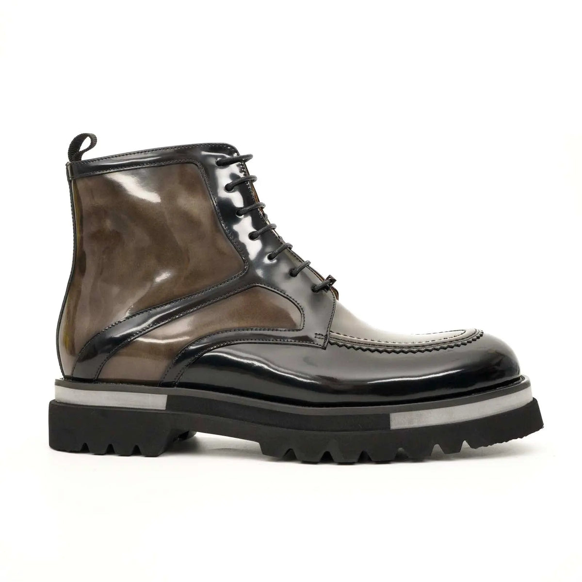 Black & Gold Patina Lace-Up Boots DIVINCH