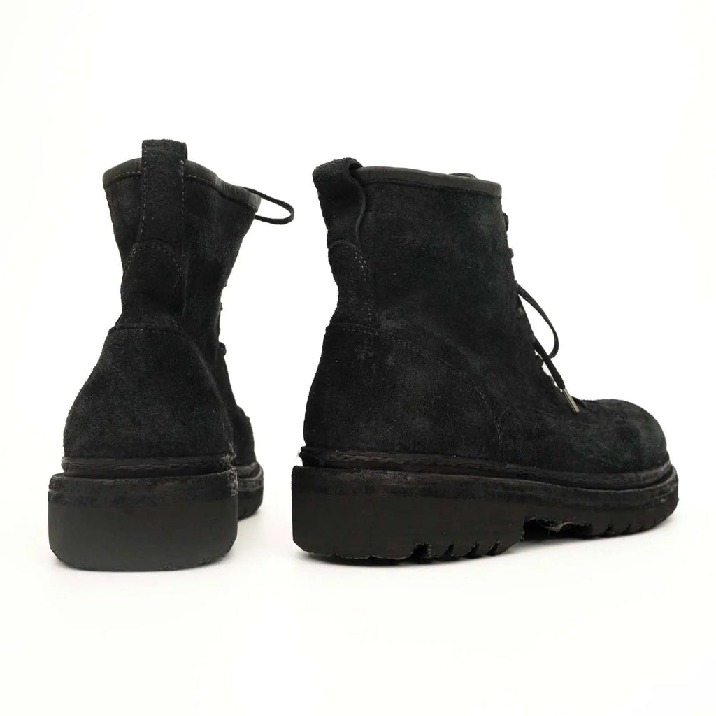 Black‑Grey Suede Lace-Up Combat Boots DIVINCH