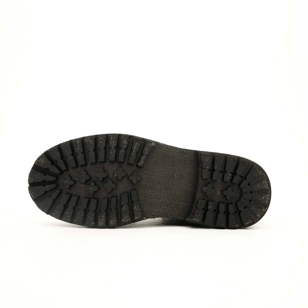 Black‑Grey Suede Lace-Up Combat Boots DIVINCH