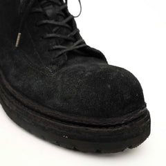 Black‑Grey Suede Lace-Up Combat Boots DIVINCH