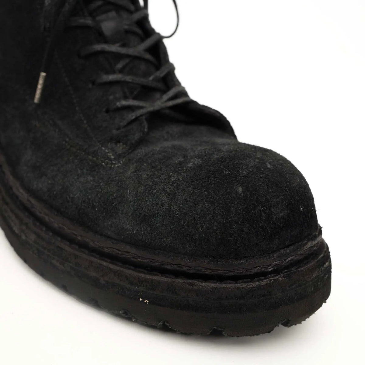 Black‑Grey Suede Lace-Up Combat Boots DIVINCH