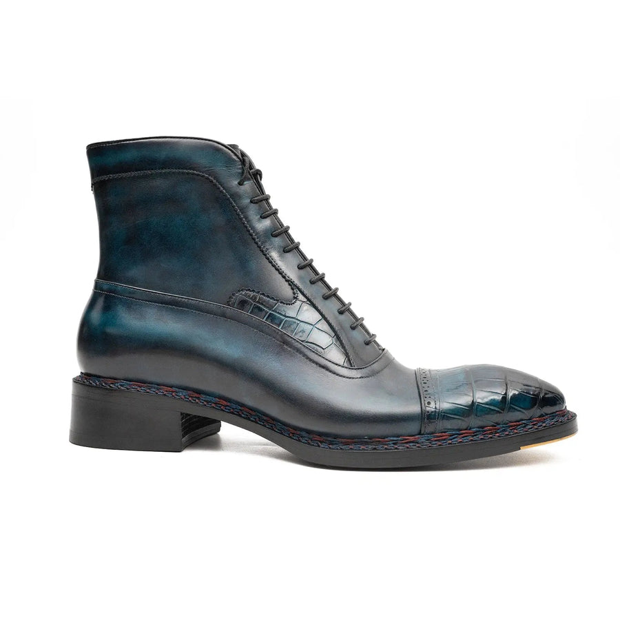 Blue Genuine Alligator Leather Boots Goodyear Norwegian Welt DIVINCH