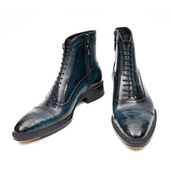 Blue Genuine Alligator Leather Boots Goodyear Norwegian Welt DIVINCH