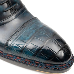 Blue Genuine Alligator Leather Boots Goodyear Norwegian Welt DIVINCH