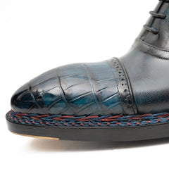 Blue Genuine Alligator Leather Boots Goodyear Norwegian Welt DIVINCH