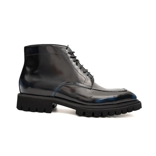 Blue Patent Lug Sole Boot DIVINCH