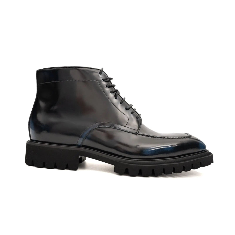 Blue Patent Lug Sole Boot DIVINCH