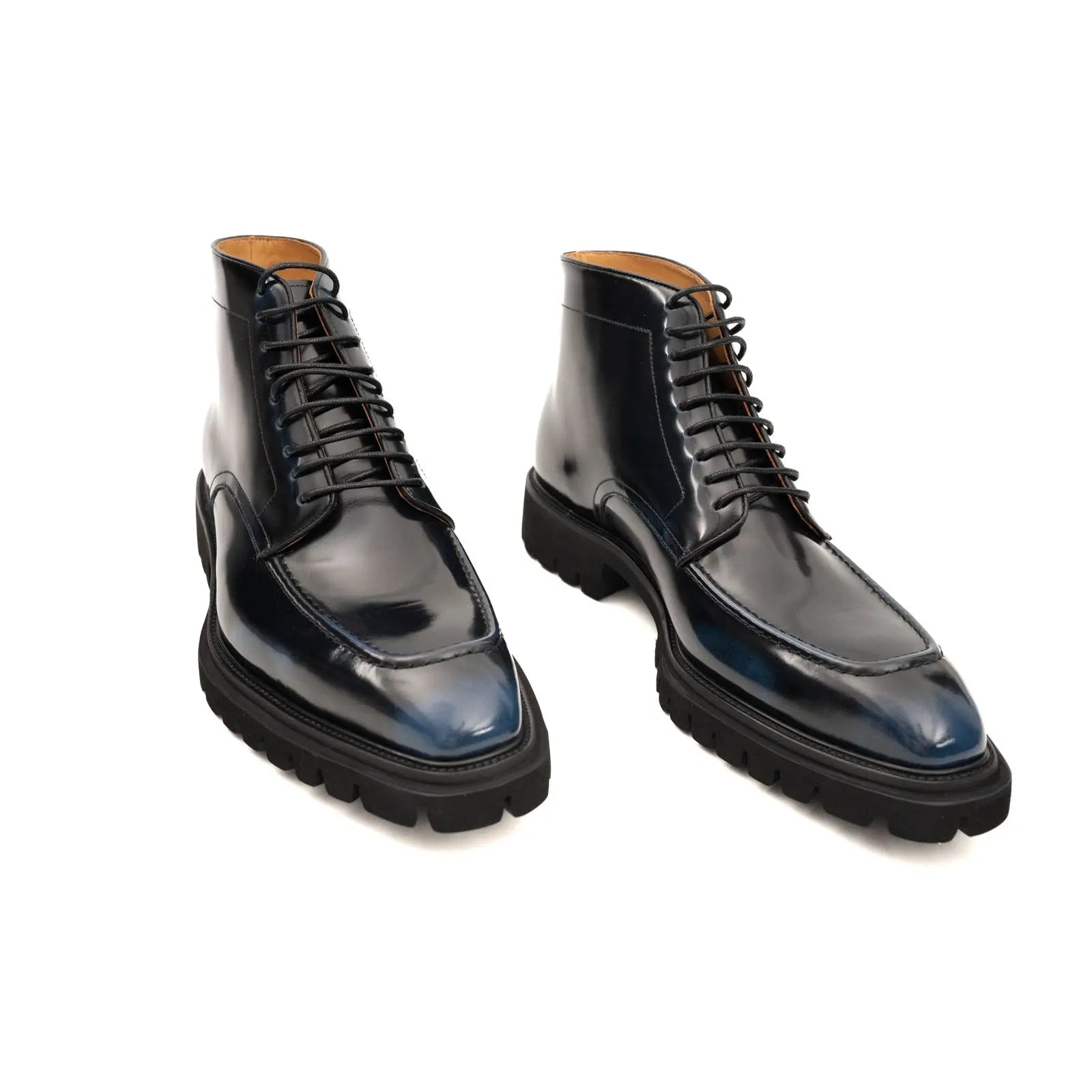 Blue Patent Lug Sole Boot DIVINCH