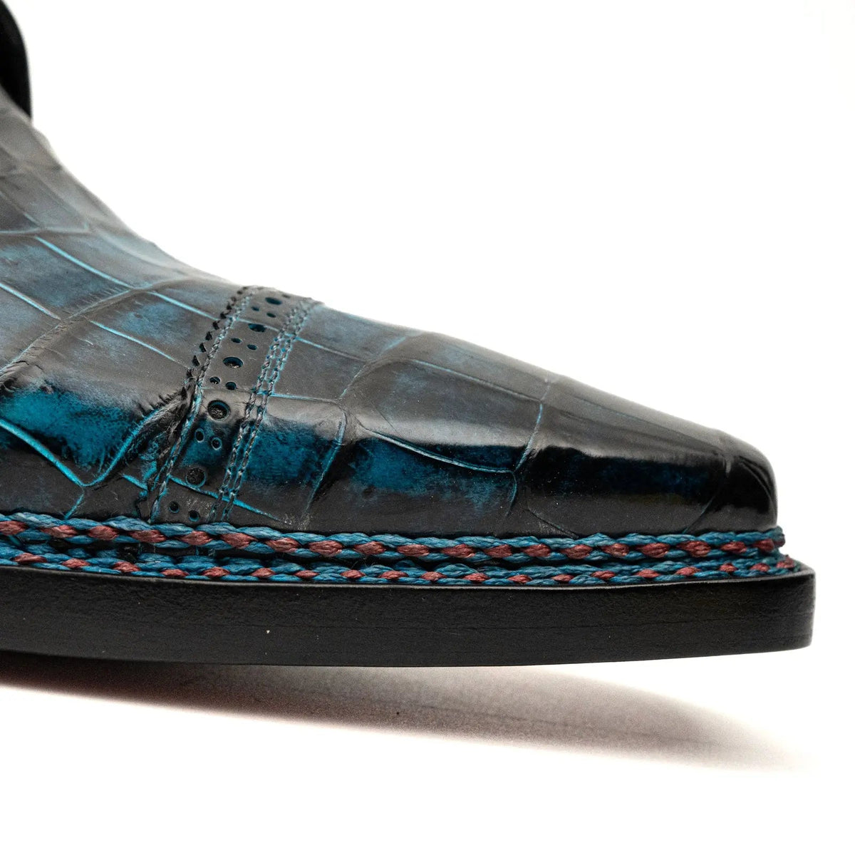 Blue Patina Croc Norwegian Derbies DIVINCH