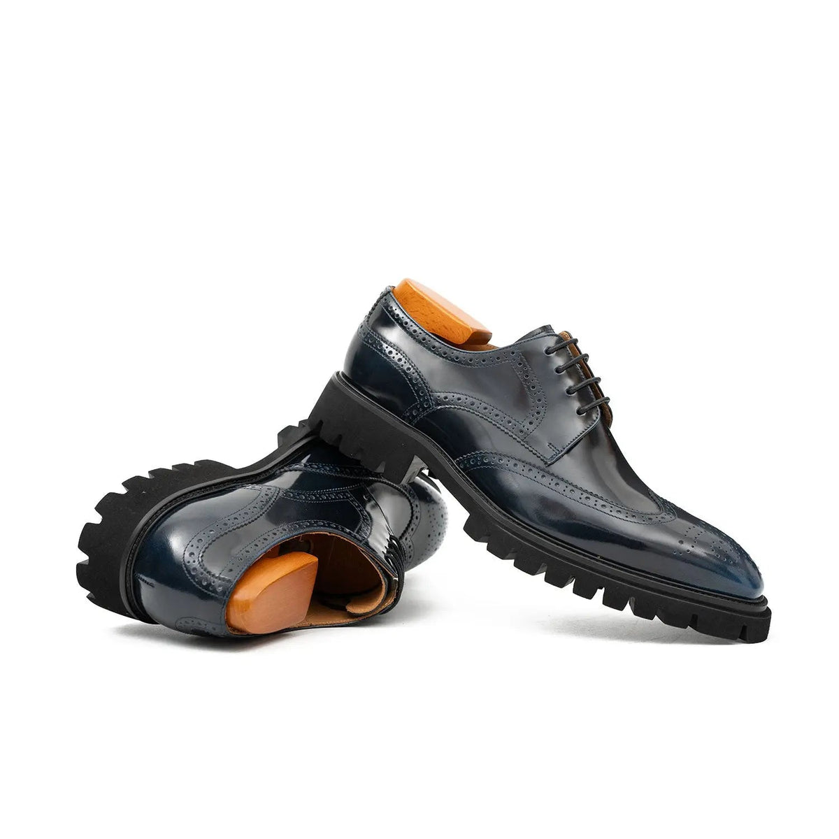 Blue derby brogue shoes DIVINCH
