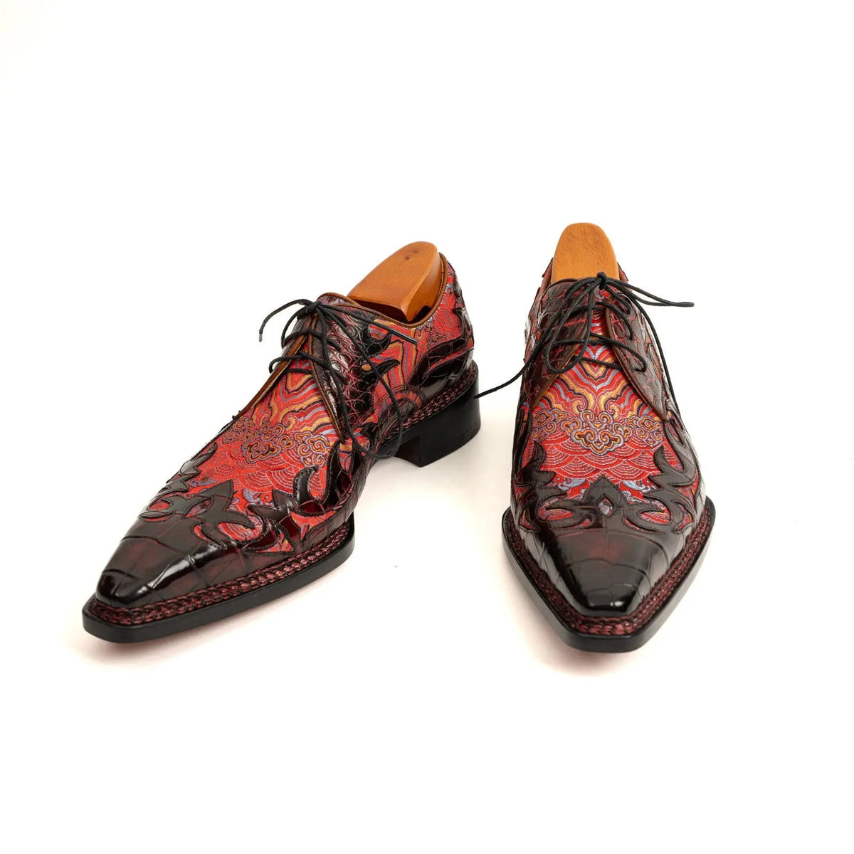 Bordeaux Crocodile Silk Norwegian Derby DIVINCH