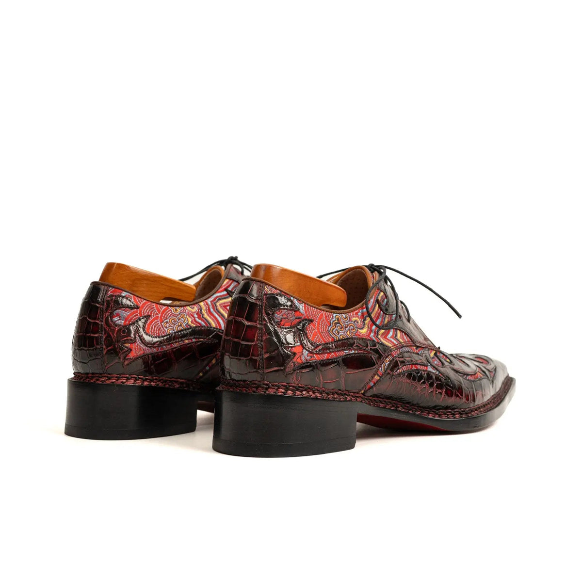 Bordeaux Crocodile Silk Norwegian Derby DIVINCH