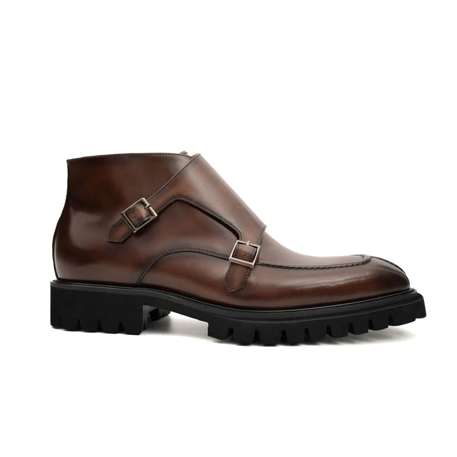Borwn Burnished Double Monk Boot DIVINCH