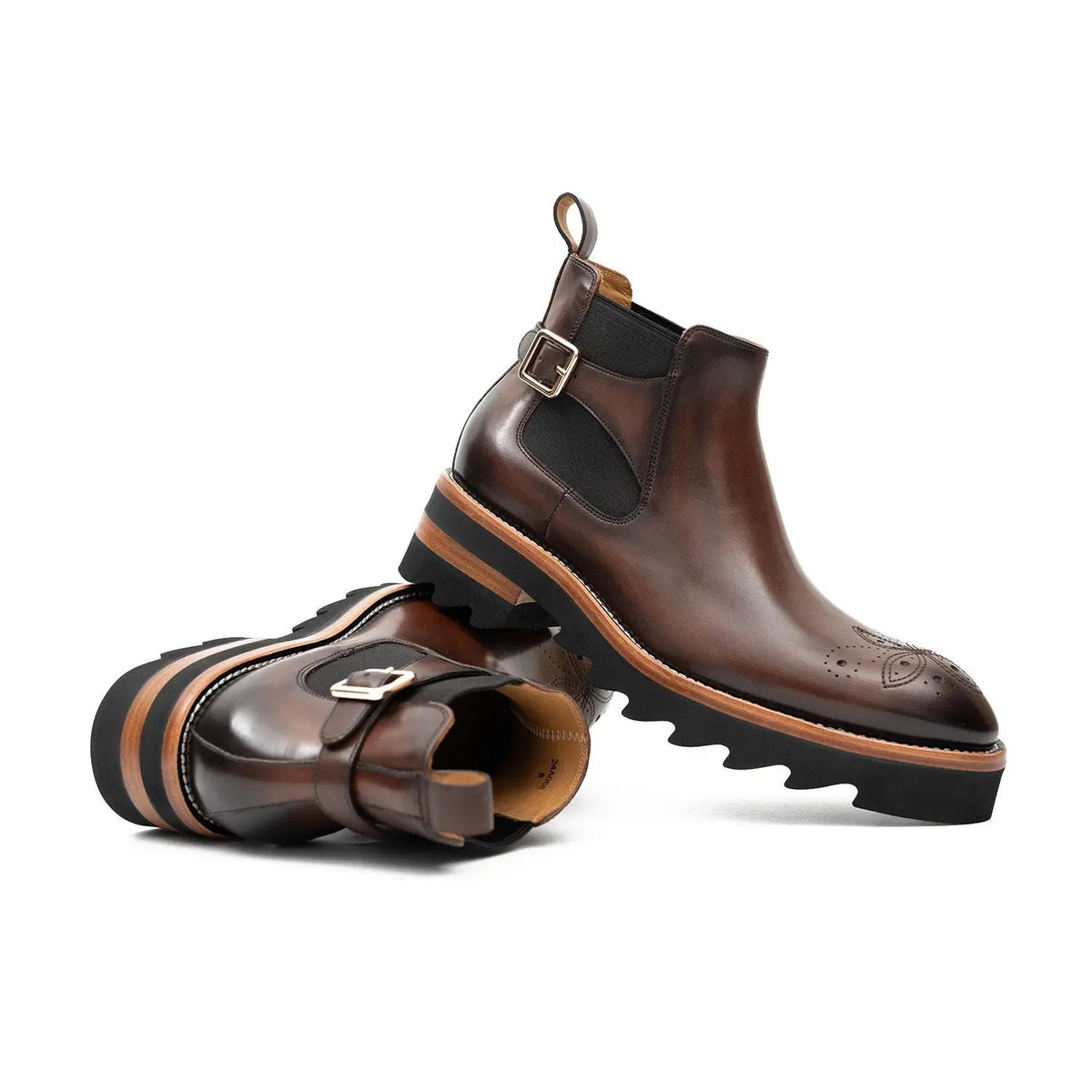 Brogue Chelsea Boots Brown DIVINCH