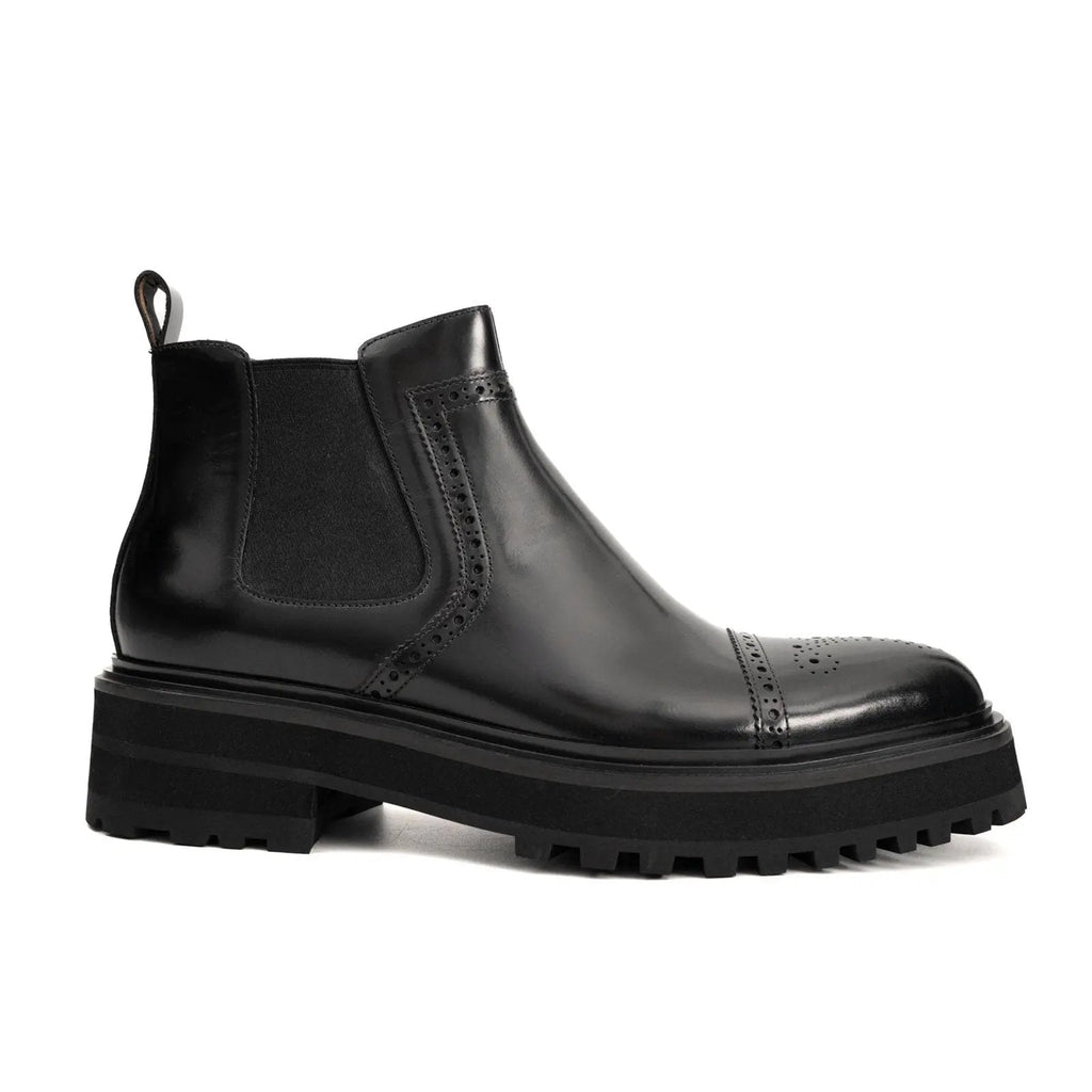 Brogue Platform Chelsea Boot Black DIVINCH