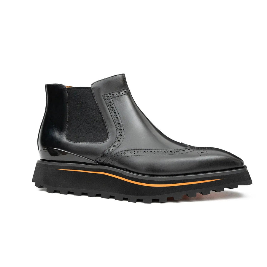 Brogue Thick-Soled Chelsea Boot 2891 Black DIVINCH