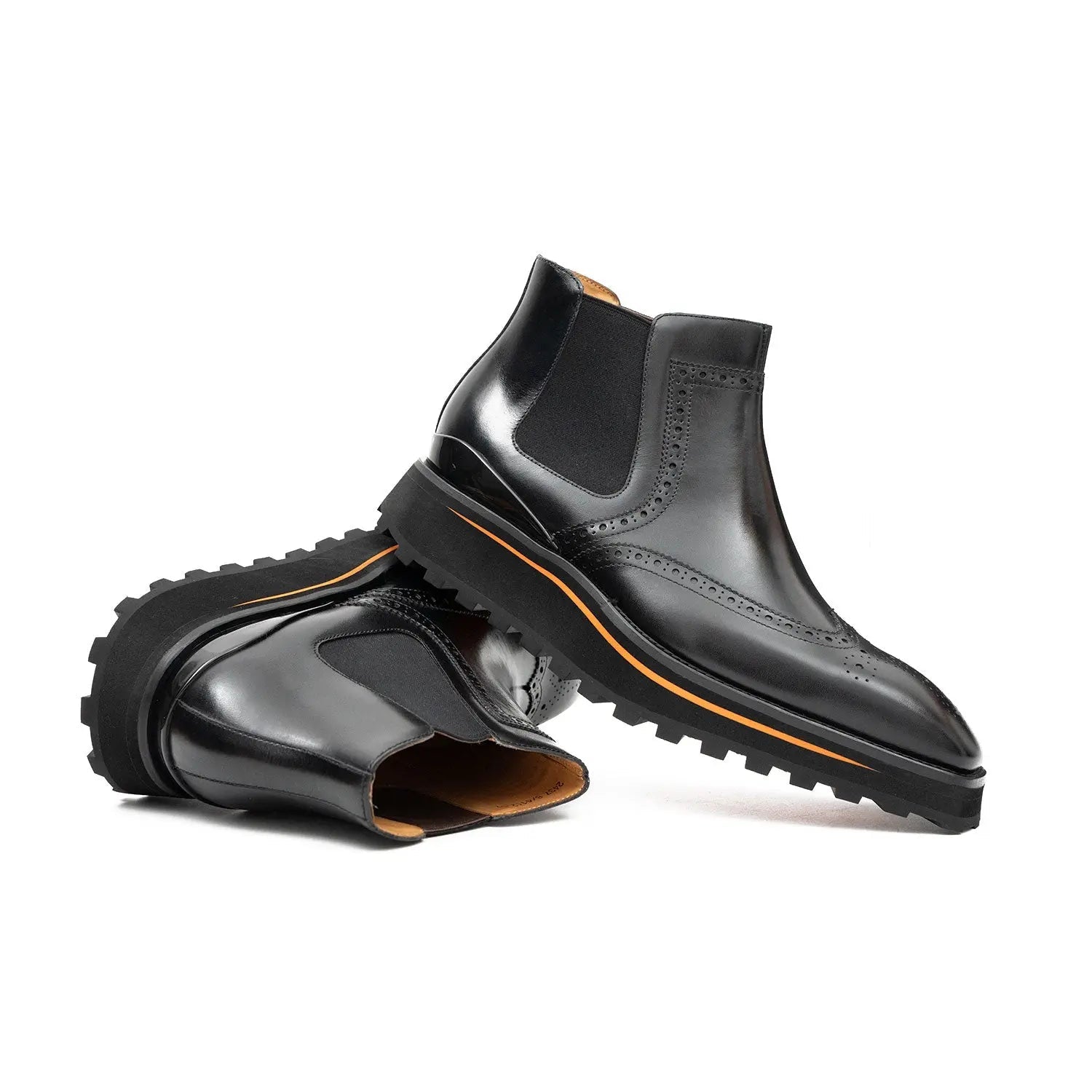 Brogue Thick-Soled Chelsea Boot 2891 Black DIVINCH