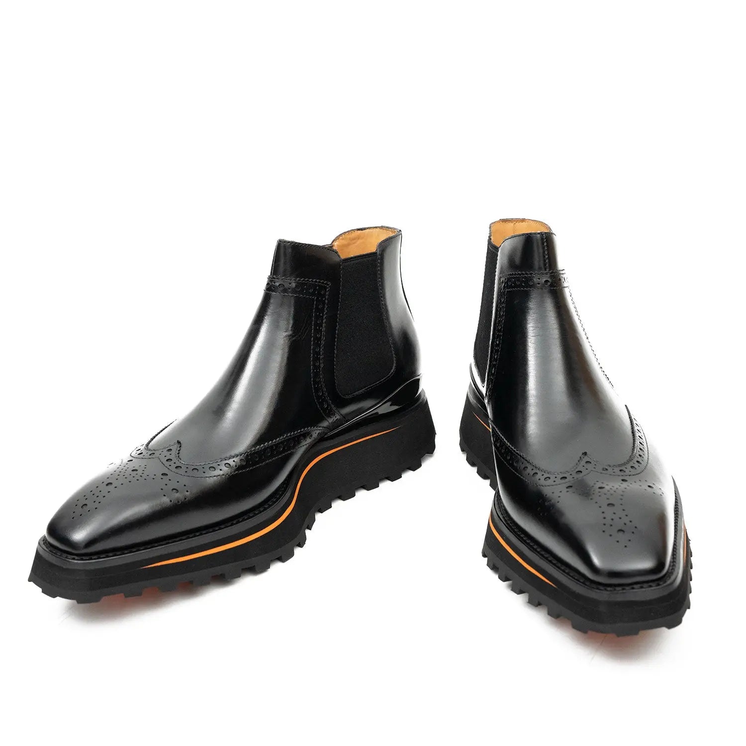 Brogue Thick-Soled Chelsea Boot 2891 Black DIVINCH