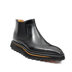 Brogue Thick-Soled Chelsea Boot 2891 Black DIVINCH