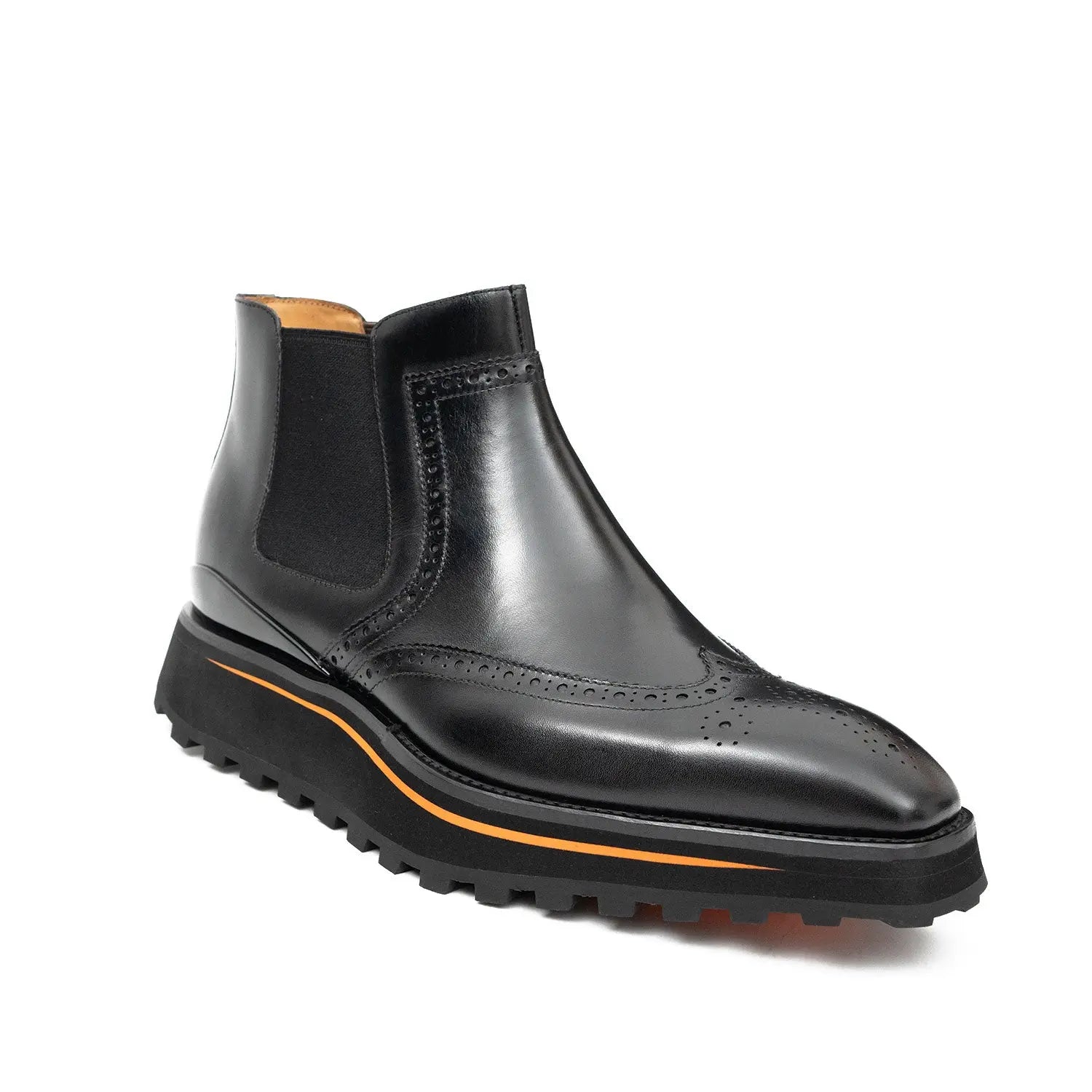 Brogue Thick-Soled Chelsea Boot 2891 Black DIVINCH