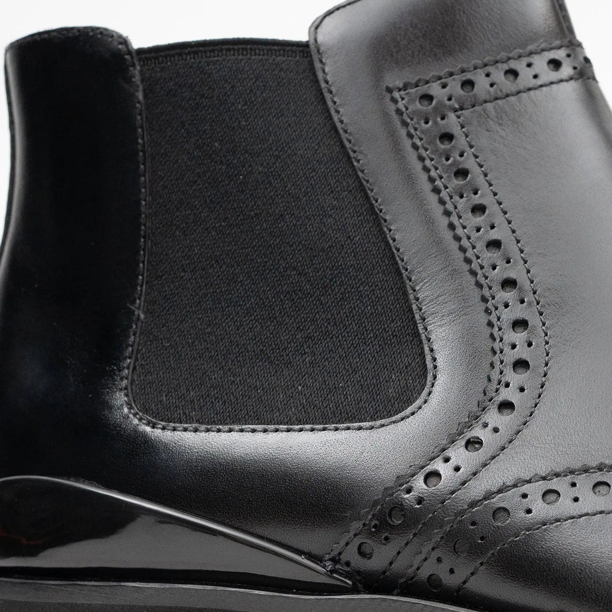 Brogue Thick-Soled Chelsea Boot 2891 Black DIVINCH