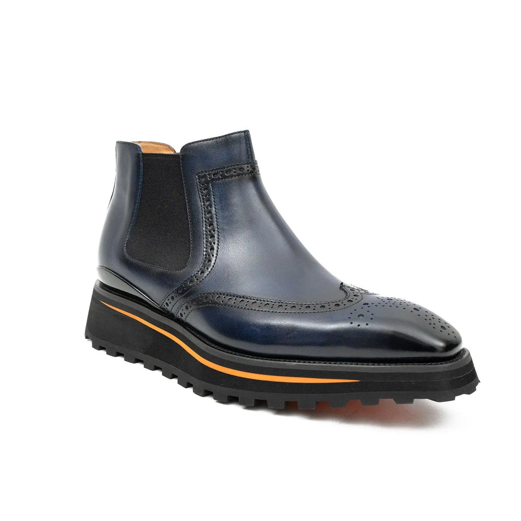 Brogue Thick-Soled Chelsea Boot 2891 Blue DIVINCH