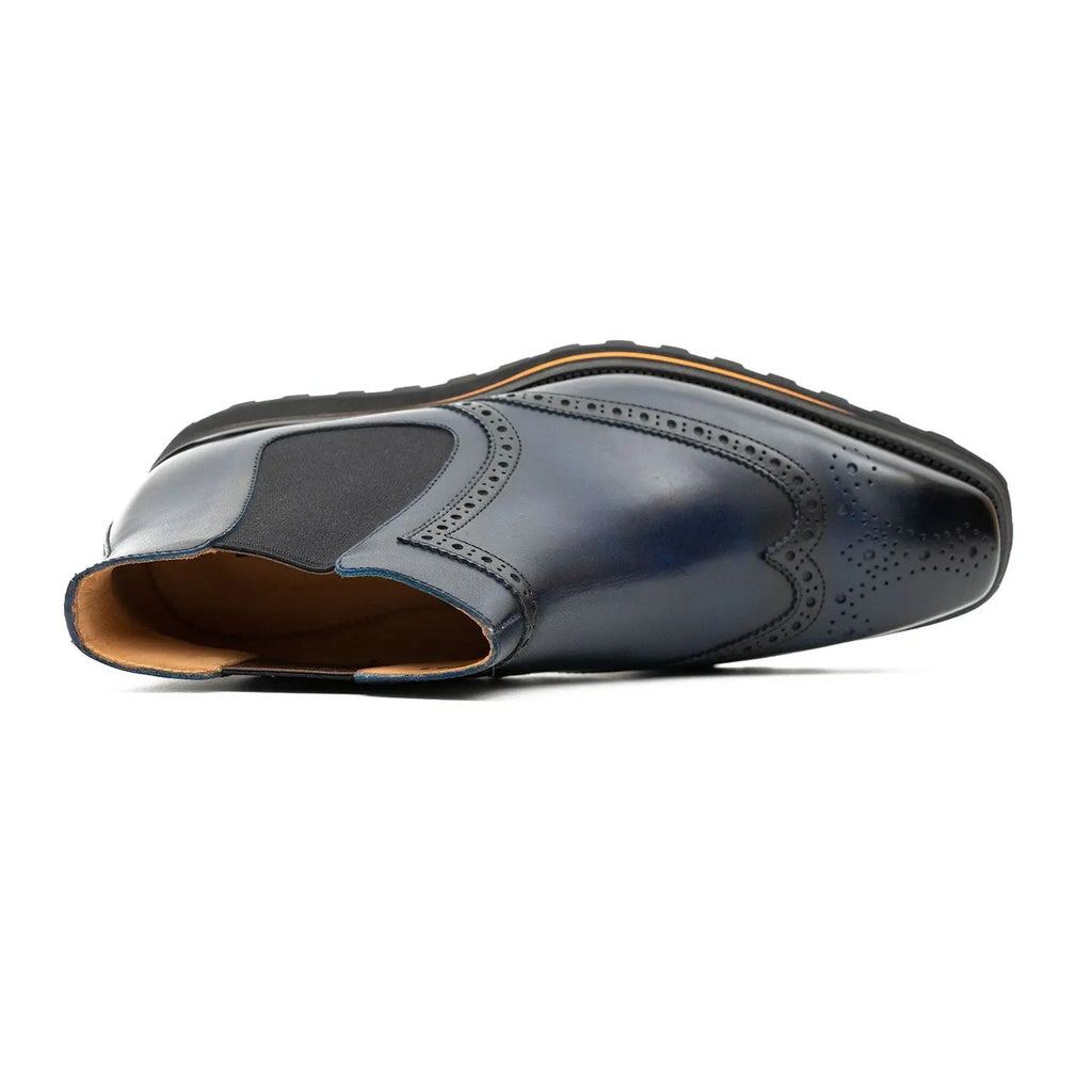 Brogue Thick-Soled Chelsea Boot 2891 Blue DIVINCH