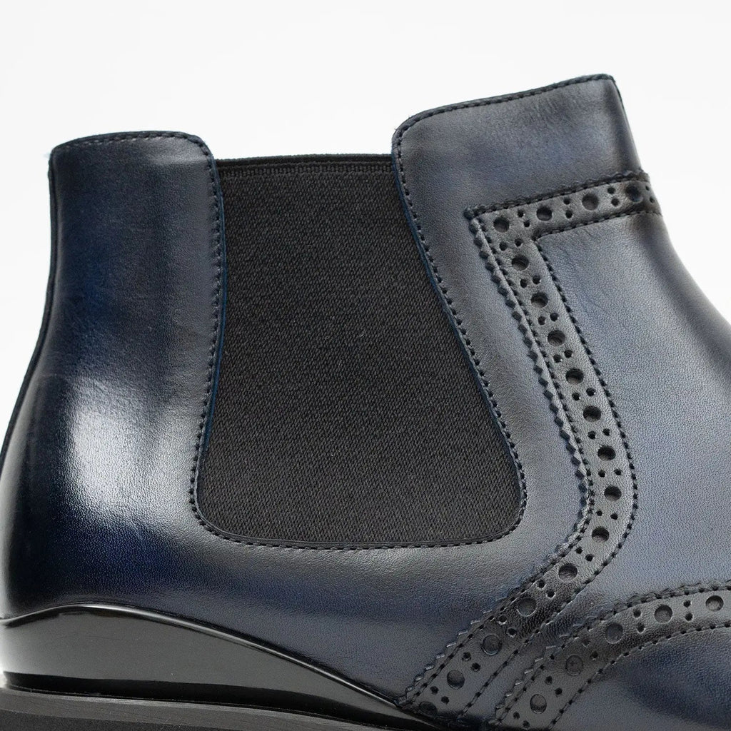 Brogue Thick-Soled Chelsea Boot 2891 Blue DIVINCH
