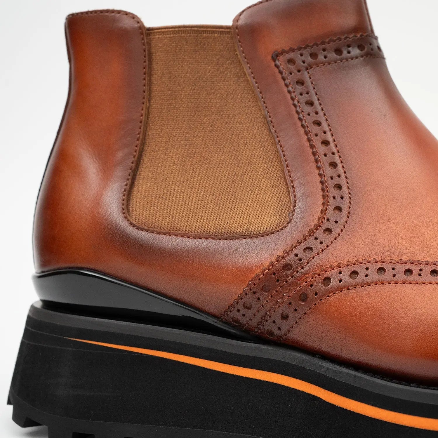 Brogue Thick-Soled Chelsea Boot 2891 Brown DIVINCH