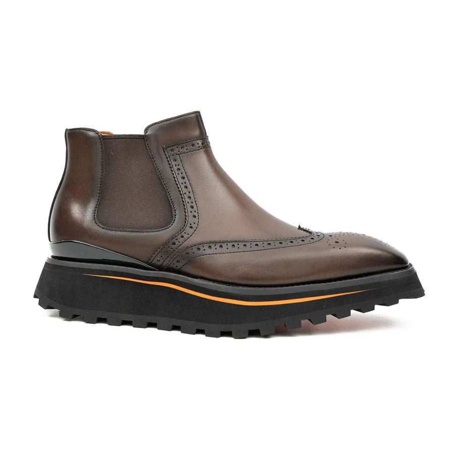 Brogue Thick-Soled Chelsea Boot 2891 Coffee DIVINCH