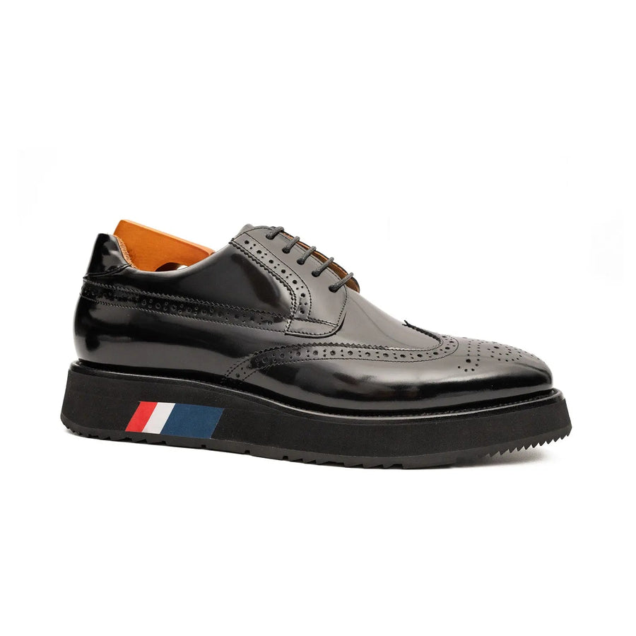 Brogue Wingtip Derby Black Platform Shoe Divinch