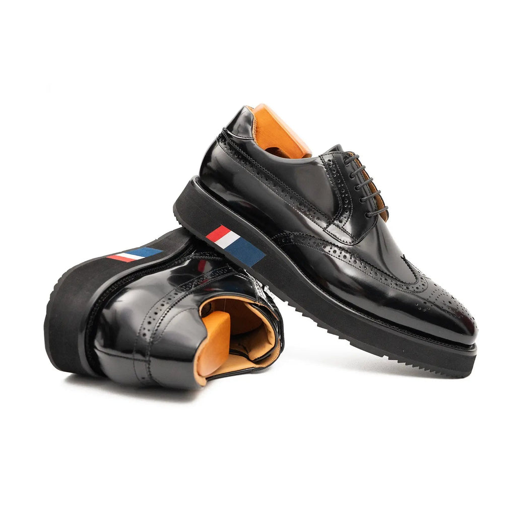 Brogue Wingtip Derby Black Platform Shoe Divinch