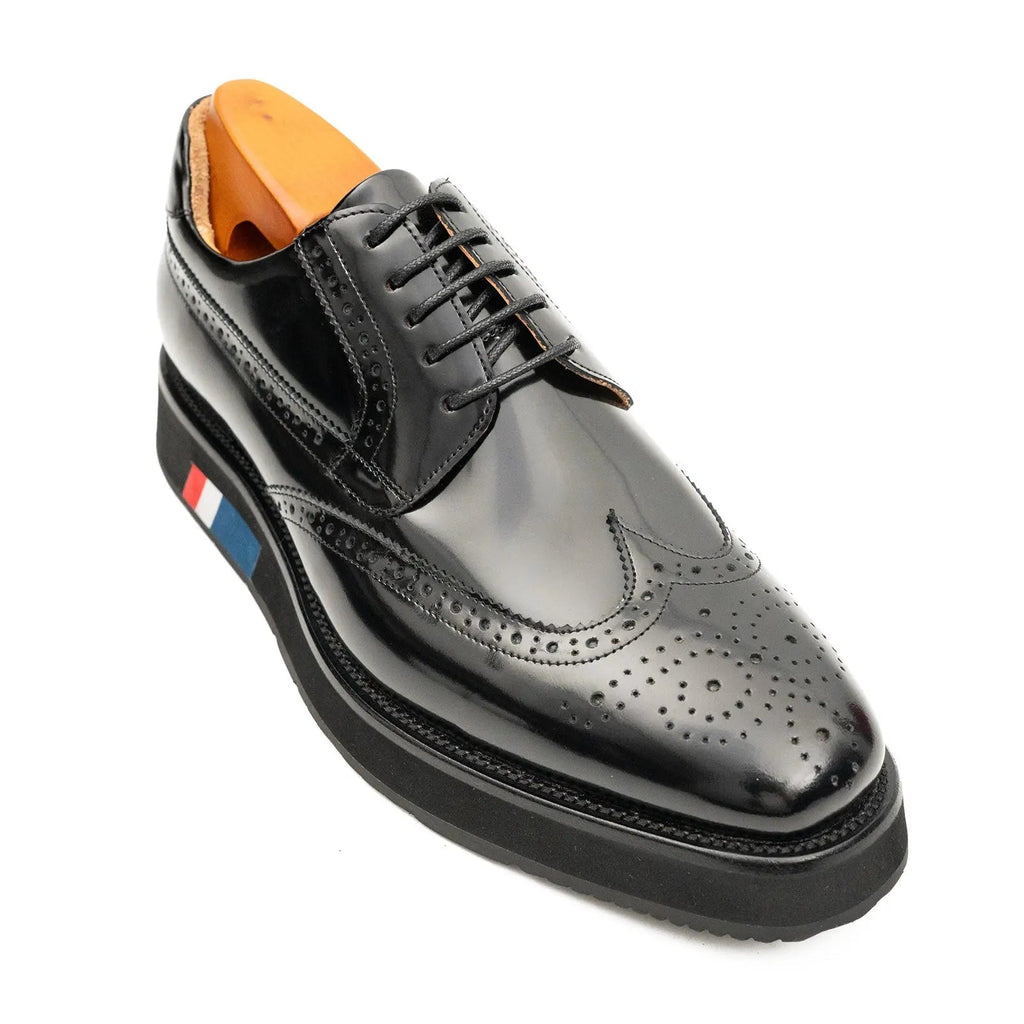 Brogue Wingtip Derby Black Platform Shoe Divinch