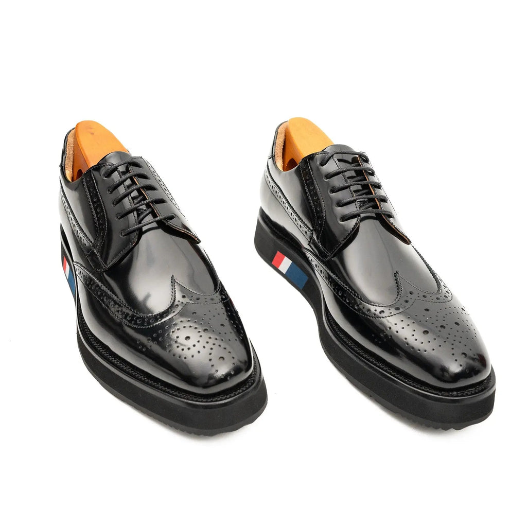 Brogue Wingtip Derby Black Platform Shoe Divinch