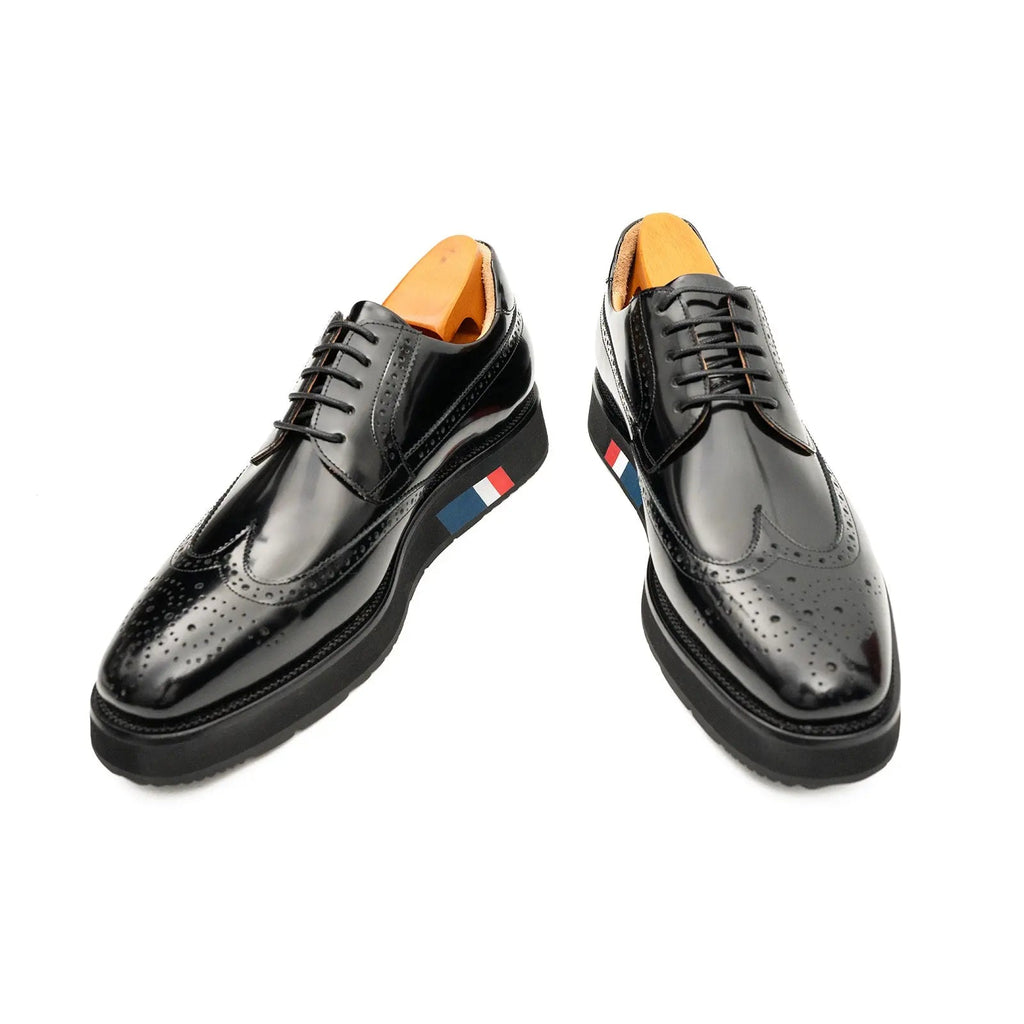 Brogue Wingtip Derby Black Platform Shoe Divinch
