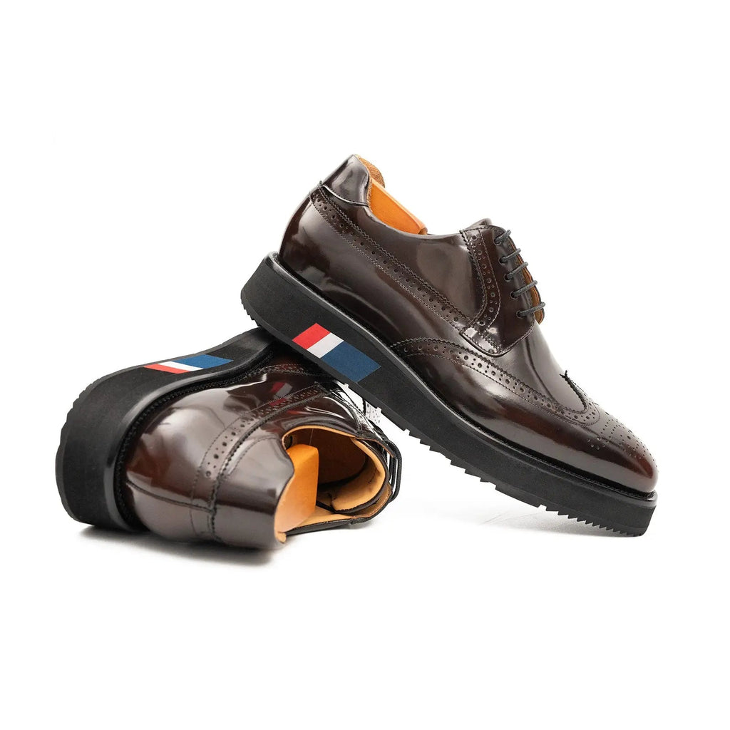 Brogue Wingtip Derby Burgundy Platform Shoe Divinch