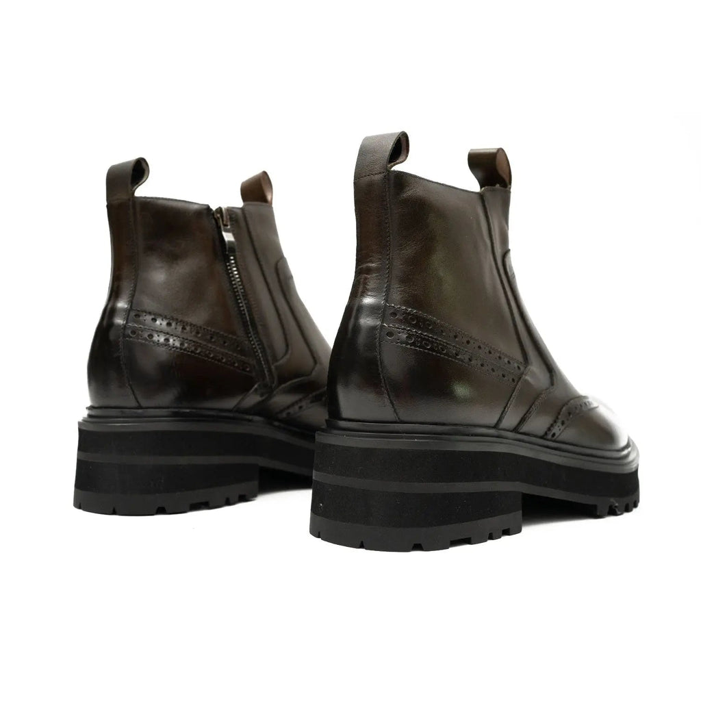 Brown Brogue Leather Chelsea Boots DIVINCH