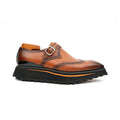 Brown Brogue Monk Shoes With Chunky Sole Divinch