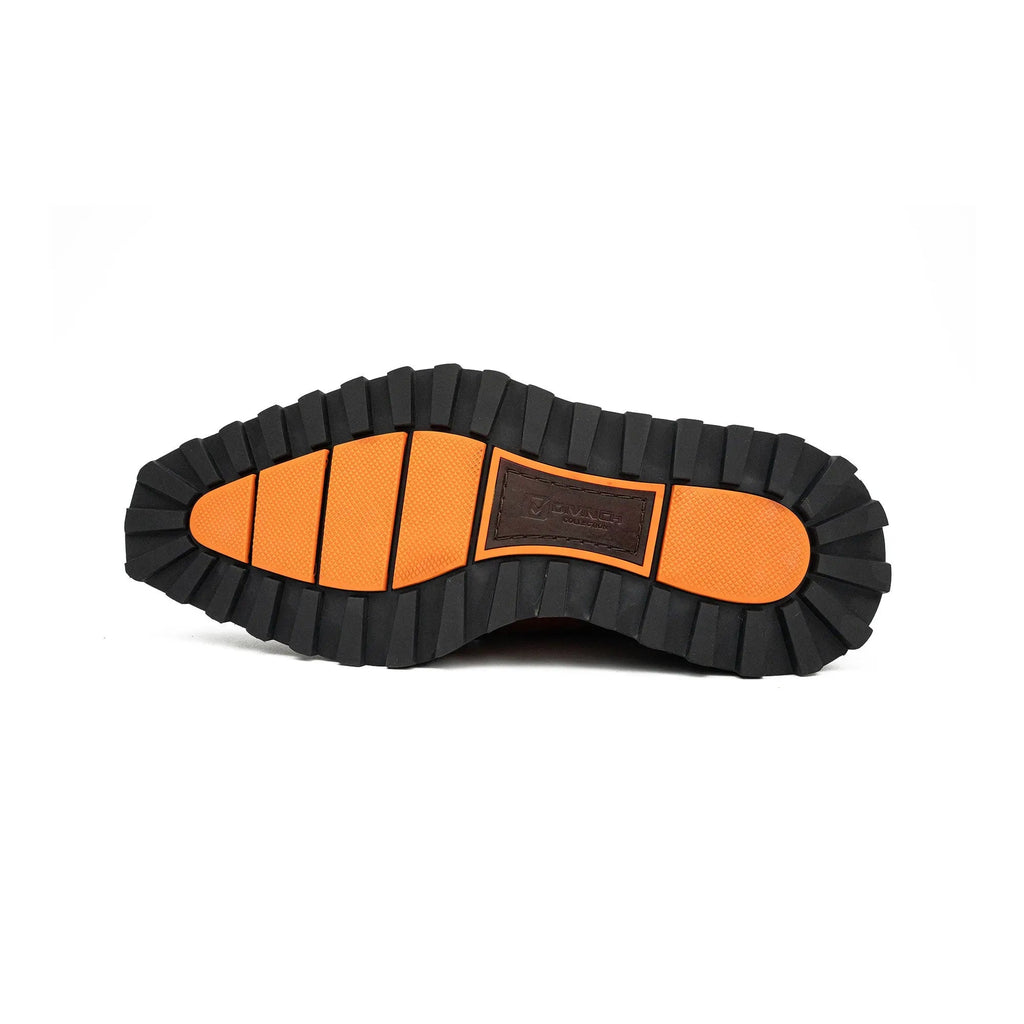 Brown Brogue Monk Shoes With Chunky Sole Divinch