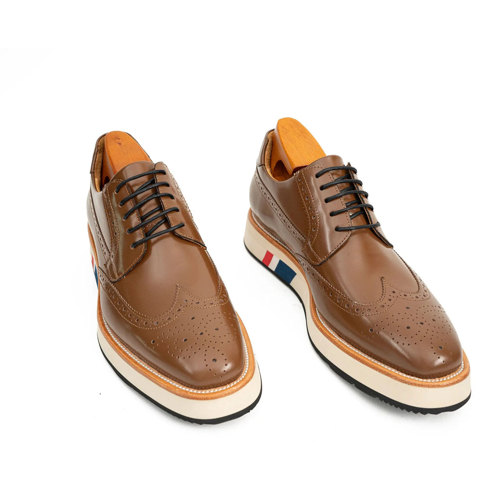 Brown Brogue Shoes with Colorful Sole Divinch