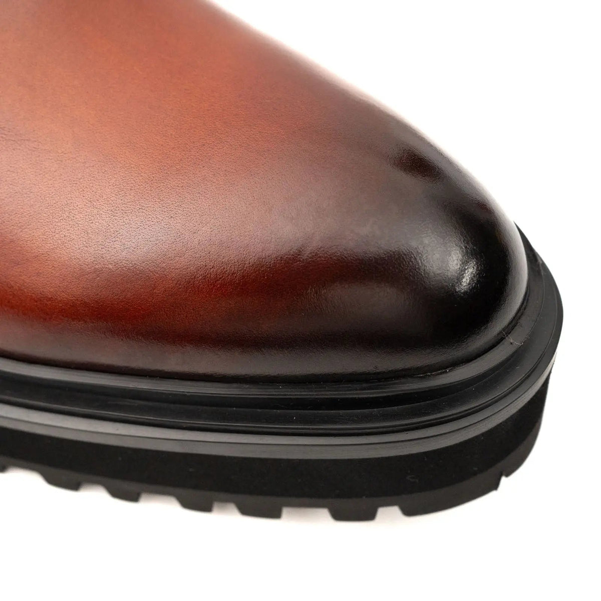Brown Burnished Leather Chelsea Boot DIVINCH
