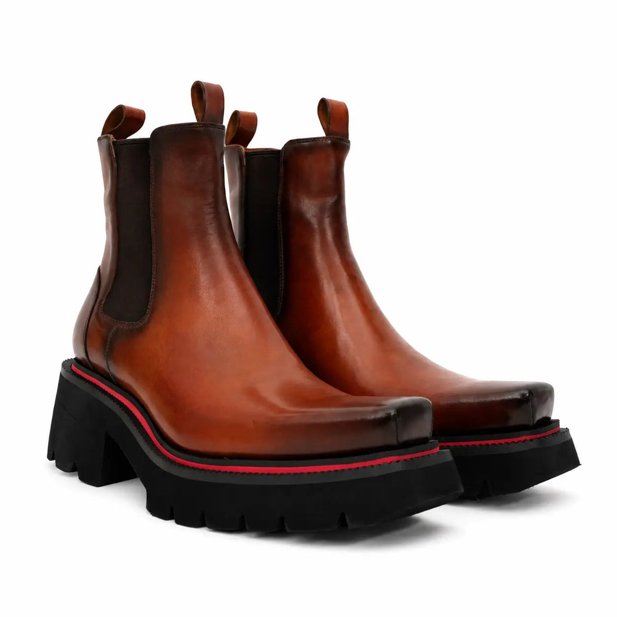Brown Calf Chelsea Platform Boots DIVINCH