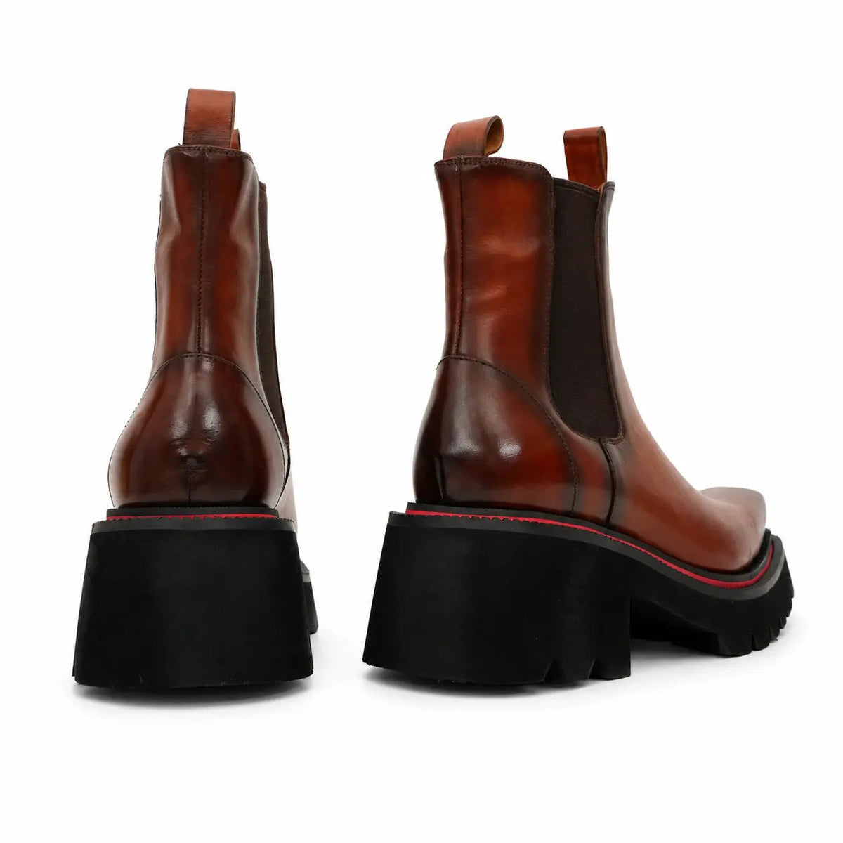 Brown Calf Chelsea Platform Boots DIVINCH