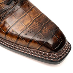Brown Croc Norwegian Brogue Oxfords DIVINCH