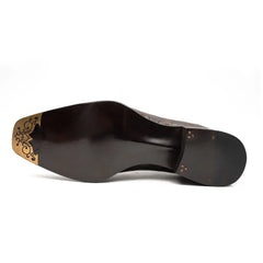 Brown Crocodile Derby Shoes Goodyear Norwegian 8014 DIVINCH
