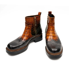 Brown Crocodile Leather Boots Goodyear Norwegian Welt 8013 DIVINCH