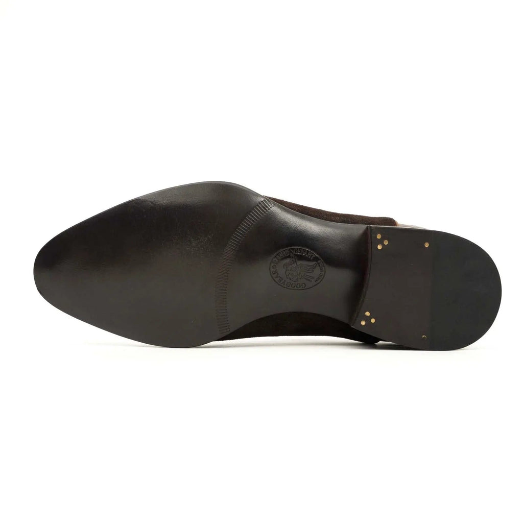 Brown Crocodile & Suede Oxford Shoes DIVINCH