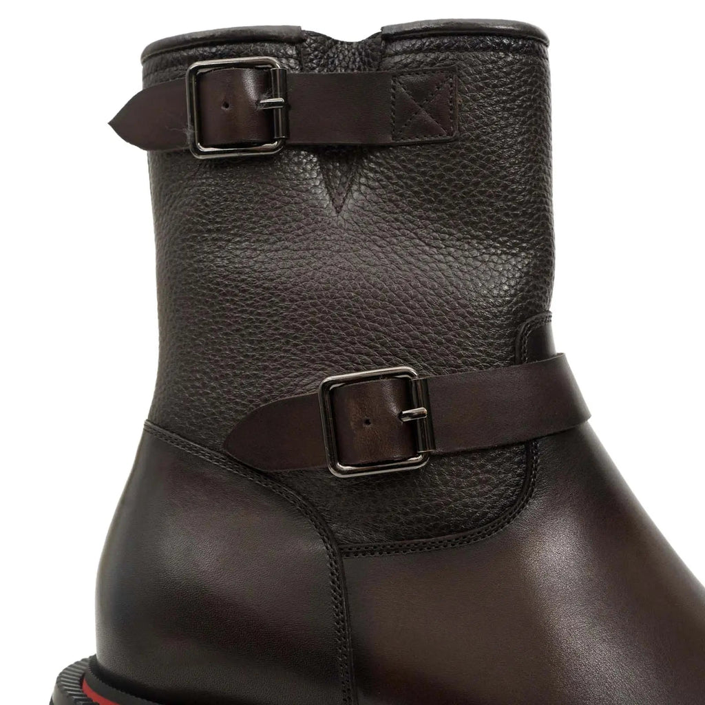 Brown Double-Buckle Platform Boots DIVINCH